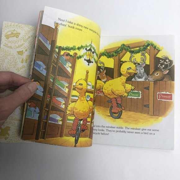 Vintage Christmas Book 90s Sesame Street Big Bird Meets Santa Claus 1997 - Picture 5 of 7